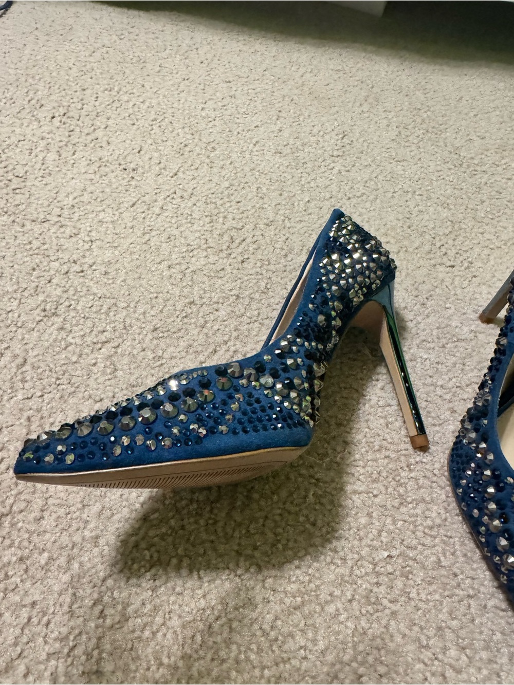 Gianni Bini Blue Crystal-Embellished Pointed-Toe Stilettos - Picture 2 of 3